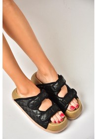 Resim Fox Shoess811546209 Siyah Kalın Tabanlı Kadın Terlik Siyah 