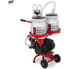Resim Melasty Micro İkili Koyun Süt Sağma Makinesi Alüminyum Güğüm - Kauçuk Memelik Çift Güğüm Kuru Pompa 