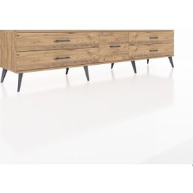 Resim Hyperion Tv Ünitesi 5 Çekmeceli 220x44x51 Çam-aytaşı/çam Aytası/atlas Çam - Atlas Çam 