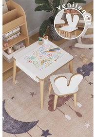 Resim Çocuk Oyun Aktivite Masası 45x45 Cm - Kağıt Rulo Set - Montessori Sandalye Çalışma Masası Çok Renkli 