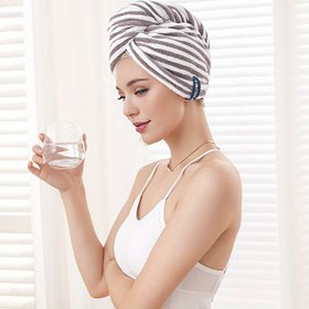 Resim Modern Çizgili Hızlı Kuruyan Saç Sarma, Yumuşak Emici Mikrofiber Saç Bone, Karakter Temalı Düşük Tüylü Polyester Karışımı Baş Sarma, 295gsm Banyo ve Ev Gereçleri 