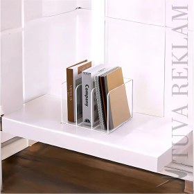 Resim Tuva Reklam Çok Amaçlı Pratik Şeffaf Pleksi Kitaplık Dergilik ( 3 Bölmeli) 
