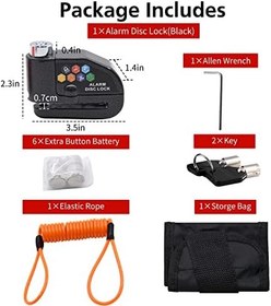 Resim Alarm Disk Kilidi Seti, Fren Kilidi, Hırsızlığa Karşı Su Geçirmez 110 dB 7 mm Pin 1,5 m Hatırlatma Kablosu Motosikletler için Scooter Taşıma Çantası ASORTİ 