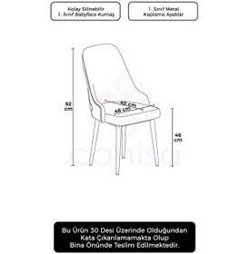 Resim Canisa Krax Serisi, 1.sınıf Babyface Kumaş Mutfak Sandalyesi, Kahve Metal Ayak, 6 Adet Krem Sandalye Sandalye Krem Ayaklar Kahve 