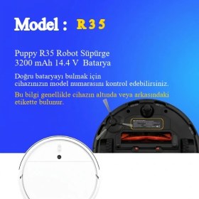 Resim Puppy R35 Robot Süpürge 3200 mAh 14.4 V Batarya - Orjinal Uyumlu Uzun Ömürlü, Yüksek Performans Pil 