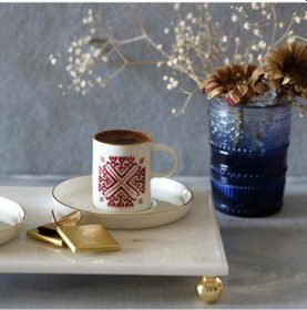 Resim Akayev Mermer Beyaz 30X20 CM Boncuk Ayaklı Sunum Tabağı 