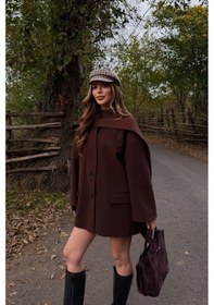 Resim Kahverengi Atkılı Kaşe Ceket - 25912 Kahverengi 