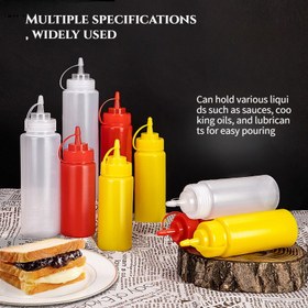 Resim 1 set 3 adet Salata Ketçap Plastik Sıkma Sos Şişesi, Mutfak için Çok Amaçlı Noktalı Ağızlı Sos Şişesi, Geniş Yönlü Aşçı Yardımcısı 