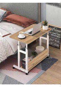 Resim Yükseklik Ayarlı Çalışma Masası - Atlantik Çam1 Tekerli 100x50 Atlantik Çam 