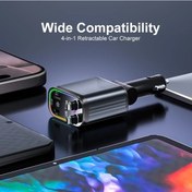 Resim Cloud011 4'ü 1 Arada Araç Şarj Cihazı Hızlı Şarj Usb-c/usb Çift Port + 80cm Uzatma Kablosu 180 Dönebilir Gümüş Gri 