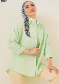 Resim 103901 Oversize Basic Tesettür Gömlek EYeşil 