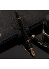 Resim Kişiye Özel Besmele Tasarım Kutulu Siyah Gold Dolma Kalem Siyah 