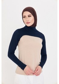 Resim Hürrem Bone Lacivert Tesettür Balıkçı Yaka Boyunluklu Kolluk Viskon Düz 1025 02 Lacivert 