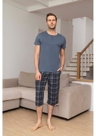 Resim Aydoğan Erkek Civan Modal Bermuda Mavimsi Gri Pijama Takım 0029 Petrol 
