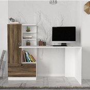 Resim Dekorister Domingos Kitaplıklı Çalışma Masası Beyaz-ceviz 