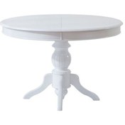 Resim Roys Ahşap Beyaz Yuvarlak Açılabilen Baba Ayak Yemek Masası 100 x 100 x 77 