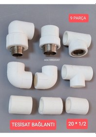 Resim Pvc Boru 20 1/2 Pprc Kalorifer Doğalgaz Su Tesisatı Bağlantı Parçaları Seti 9 Parça 