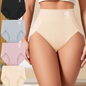 Resim 4'lü Şık Düz Renk Yüksek Bel Külot, Yumuşak & Rahat Esnek Külotlar, Kadın İç Çamaşırı & Lingerie 