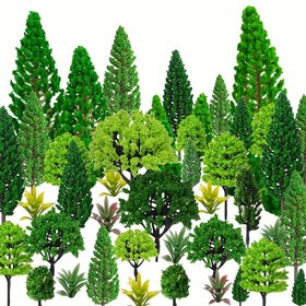 Resim 1.3 ile 10.92 cm arasında değişen 60 model ağaç, tren manzarası için karışık model ağaçlar, mimari ağaçlar ve DIY el sanatları, model yapımı ve doğal yeşil manzaralar için yapay ağaçlar. 