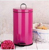Resim Mor Fuşya 16 Litre Pedallı Metal Çöp Kovası Çöp Kutusu Paslanmaz 