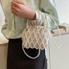 Resim 1 adet Moda Çok Fonksiyonlu Yapay İnci Malzeme Elmas Izgara Boş Boncuk Mini Kare Çanta Kadın Yazlık Rahat El Çantası Tatil Seyahati ve Açık Hava Eğlence Alışveriş ve Moda Giyim Eşleştirme için Uygun 