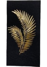 Resim Gold Yaldızlı Siyah Yaprak Desenli Peçete 16 lı 