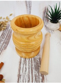 Resim El Yapımı Ahşap Ağaç Havan Sarımsak Döveceği Lüx 10 Luk 