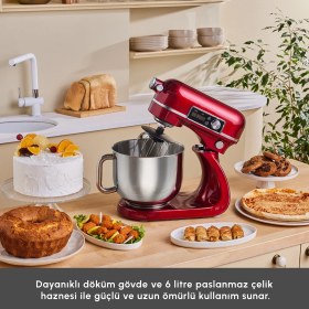 Resim Karaca Maestro Artisan Hamur Yoğurma Makinesi Ultra Sessiz 6 Litre Kırmızı 