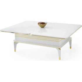 Resim Evistro Akıllı Laptop Sehpa Yemek Masası Orta Sehpa Beyaz-Gümüş 