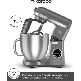 Resim Karaca 2000W Yüksek Güçlü ve 7 Litrelik Büyük Hazneli Dijital Ekranlı Çırpma, Karıştırma ve Hamur Yoğurma Makinesi & Mutfak Şefi + Hassas Mutfak Tartı 