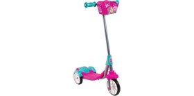Resim Frenli Sepetli Pembe Çocuk Scooter, 3 Tekerlekli Güvenli Tasarım 