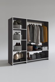 Resim Kenzlife Giysi Dolabı Mükremin 150*150*40 Gri Gardırop 