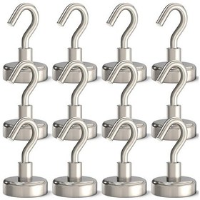 Resim Vkemall 12 Adet Ağır Duty Silver Manyetik Kanca - 22lb Taşıma Kapasitesi, Demir Üzerinde Kolay Kurulum, Mutfak/ofis/garaj Organizasyonu 