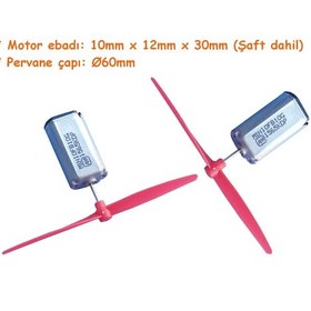 Resim Mikro Motor 2 Adet Tek Kanat Pervane 2 Adet 