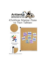 Resim Çift Fonksiyonlu Yazı Tahtası Ve Mantar Pano 45x60 Cm 1 Adet Alüminyum Çerçeveli Mantar Panolu Yazı Tahtası 