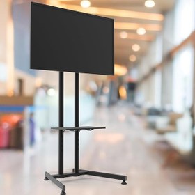 Resim Alpin Technology TV/Fuar Standı Bilgisayar Askı Aparatlı Sabit Ayaklı Metal TV Standı/Ünitesi 40" - 75" inç Uyumlu 