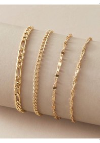 Resim Zarifly Klasik Zincir 4 Lü Altın Renk Bileklik Seti Altın - Gold 