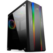 Resim markomix Power Boost Vk-g3901s Psu Yok Siyah Rainbow Rgb Fan Strip Mid Tower Gaming Kasa 