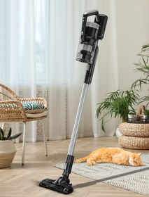 Resim teknotrust İki fonksiyonlu şarjlı dik süpürge, pratik ve güçlü temizlik sağlar 