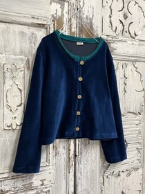 Resim Lacivert Kadife Bolero Ceket - SM 