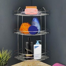 Resim Badem10 Banyo Duş Rafı Şampuanlık Köşelik Oval Krom 3 Katlı Malzemelik Organizer Düzenleyici Mutfak Eşya Rafı 