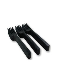 Resim 4000 Adet Sert Kalın Plastik Çatal 1. Kalite Lüks Siyah Çatal 