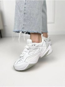 Resim Nike M2k Tekno Leather Unisex Sneaker Hakiki Deri Spor Ayakkabı Beyaz Yükseklik 4cm Sportiks 