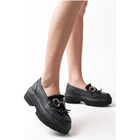 Resim 749-750 Siyah Tokalı Günlük Yüksek Tabanlı Loafer Ayakkabı Çok Renkli 