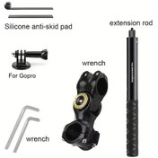 Resim Zhanglei001 Alüminyum Alaşım Motosiklet Bisiklet Direksiyon Montajı Selfie Çubuğu Gopro Insta360 Spor Kamera Klipsi Tripod Braketi 11 43 3 İnç Uygun 