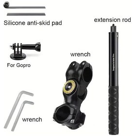 Resim Zhanglei001 Alüminyum Alaşım Motosiklet Bisiklet Direksiyon Montajı Selfie Çubuğu Gopro Insta360 Spor Kamera Klipsi Tripod Braketi 11 43 3 İnç Uygun 