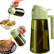 Resim 16oz/470ml Premium Zeytinyağı Püskürtücü & Dağıtıcı Şişe - BPA İçermeyen Koyu Yeşil Cam, Siyah Kapaklı & Saplı Kolay Temizlenebilir Tasarım, Pişirme, Hava Fritözü, Barbekü ve Mutfak Kullanımı İçin İdeal, Pişirme İçin Yağ Püskürtücü Şişe 