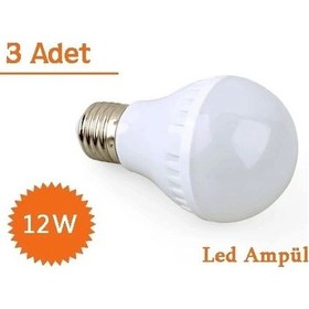 Resim 12w Enerji Tasarruflu Led Ampul 3 Adet Gün Işığı 