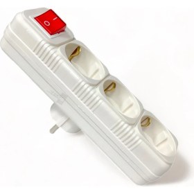 Resim Tek-İş Fiş Priz Üçlü Topraklı Anahtarlı Golyat Beyaz 