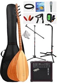 Resim Yonka B-143K-AMP Amfili Kısa Sap Dut Ağacı Kaliteli Saz Bağlama Seti 